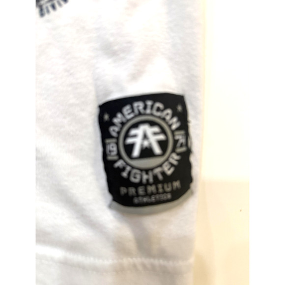 American Fighter Shirt Mens Medium White Raglan Athletic Y2K Streetwear Fader - Picture 3 of 9